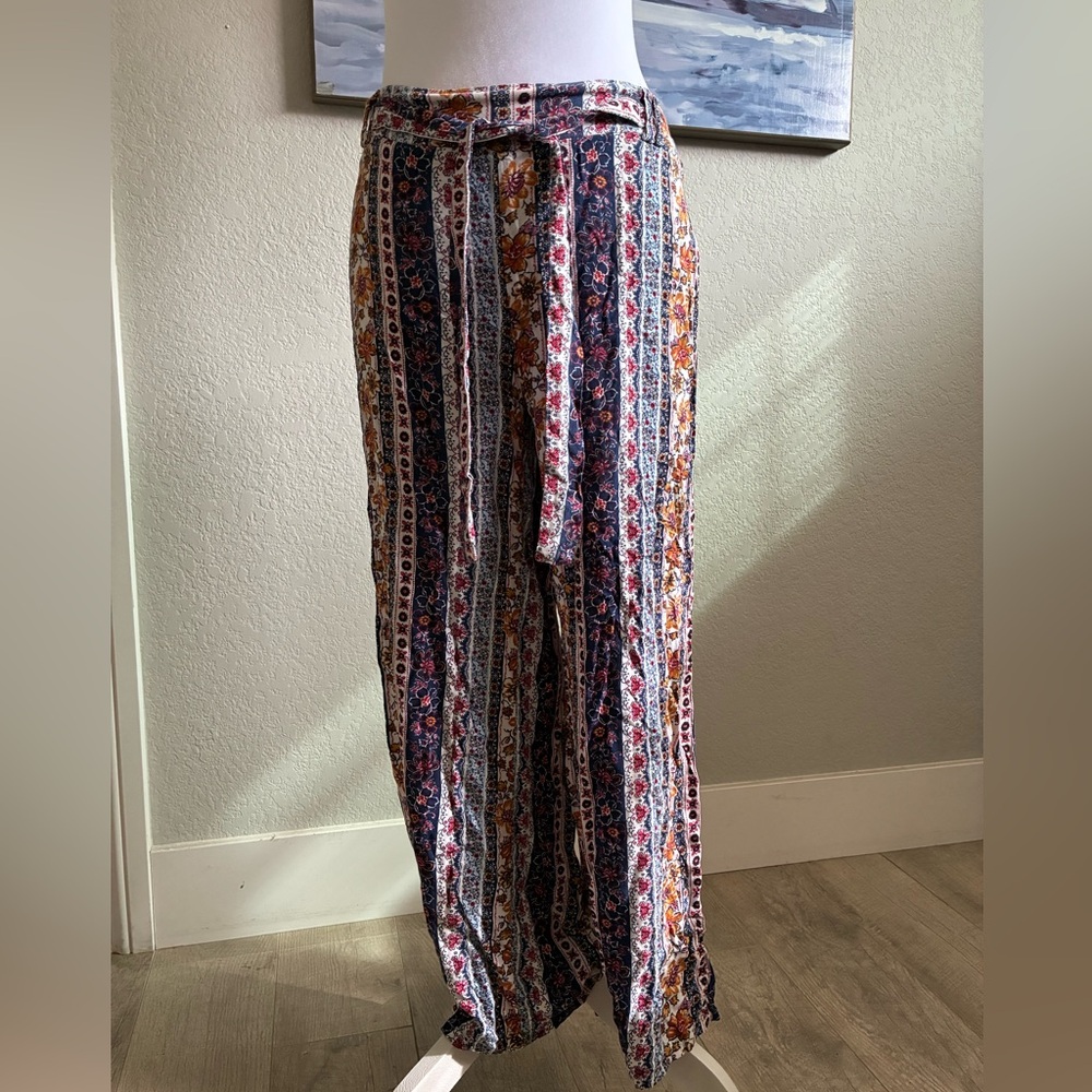 Joe Benbasset Multicolor Floral Striped Wide Leg Pants
